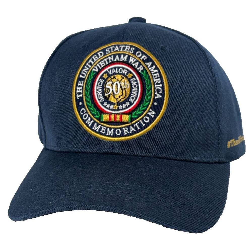 Vietnam War 50th Commemoration Hat Cap Service Valor Sacrifice Blue NWOT